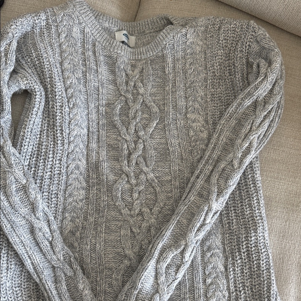 Old Navy Light Gray Cable Knit Sweater